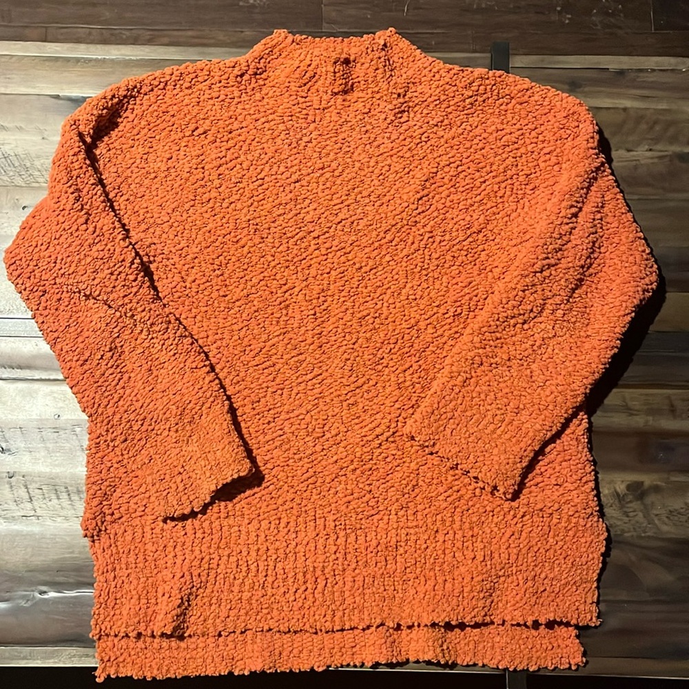 Mock Neck Orange Sweater L